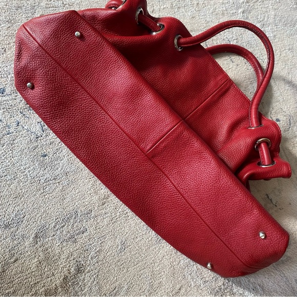 Furla Pebbled Leather Hobo Handbag Deep Red - Picture 7 of 15